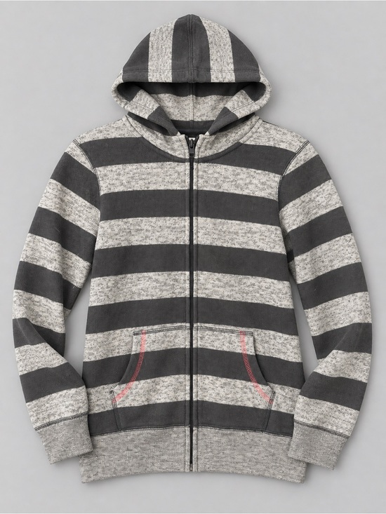 Billabong Tops - Vintage Y2K Billabong Grey Striped Full Zip Hoodie Pink Stitching